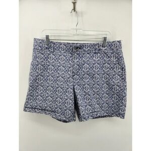 Lee Straight Fit Women's Blue‎ & White Print Casual Shorts Size 16